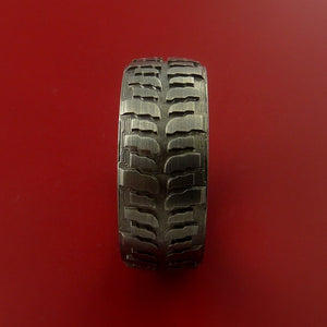 Titanium Ring with Mud Tire Tread Pattern Inlay Custom Made Band