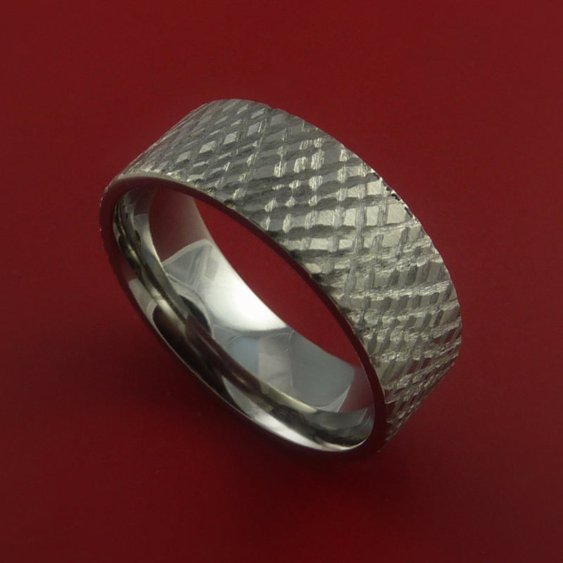 Titanium Reptile Skin Finish Band Unique Rings Modern Made to Any Sizing 3-22