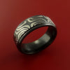 Black Zirconium Ring Textured Carved Pattern Band Made to Any Sizing 3-22