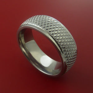 Titanium Wide Ring Textured Knurl Pattern Band Made to Any Sizing and Finish 3-22