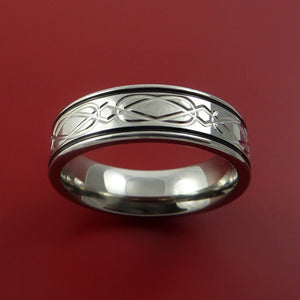 Titanium Ring with Milled Celtic Design and Cerakote Inlays Custom Made Band