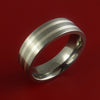 Titanium Ring with Two Silver Inlay Wedding Band Any Size and Finish 3-22