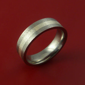 Titanium Ring with Silver Inlay Wedding Band Any Size and Finish Modern Look