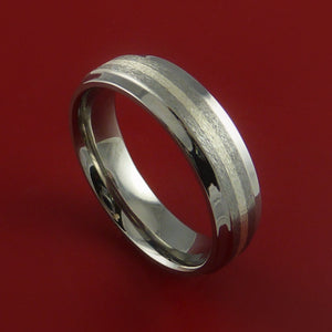 Titanium Ring with Silver Inlay Wedding Band Made to Any Size and Finish 3-22