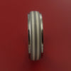 Titanium Ring with Two Silver Inlay Wedding Band Any Size and Finish 3-22