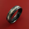 Hammered Black Zirconium Ring with Sterling Silver Inlay Custom Made Band
