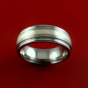 Titanium Ring with Silver Inlay Wedding Band Any Size and Finish 3-22