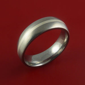 Titanium Ring with Silver Inlay Wedding Band Any Size and Finish 3-22