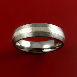 Titanium Ring Classic Style with Silver Inlay Wedding Band Any Size and Finish 3-22