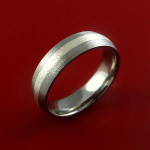 Titanium Ring Classic Style with Silver Inlay Wedding Band Any Size and Finish 3-22