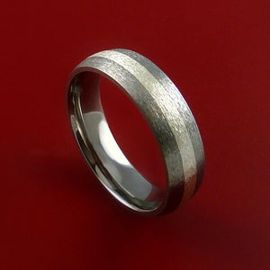 Titanium Ring Classic Style with Silver Inlay Wedding Band Any Size and Finish 3-22