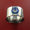 Titanium Power Symbol Computer Geek Ring ON and OFF Color Any Sizing, Color, and Finish