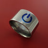 Titanium Power Symbol Computer Geek Ring ON and OFF Color Any Sizing, Color, and Finish