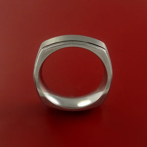 Cobalt Chrome Square Design Band Engagement Ring Made to Any Sizing and Finish 3-22