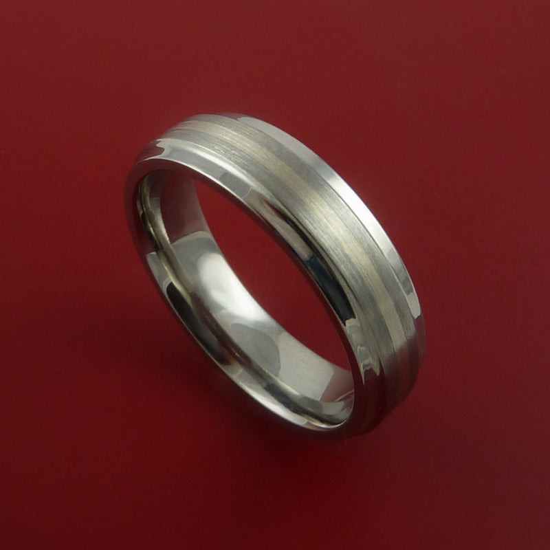 Titanium Ring with 14K White Gold Inlay Custom Made Band