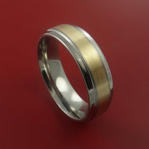 Titanium Ring with 14k Yellow Gold Inlay Custom Made Band