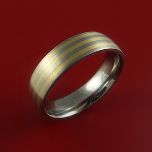 Titanium 14K Yellow Gold Ring Custom Made Band Any Finish and Sizing 3-22