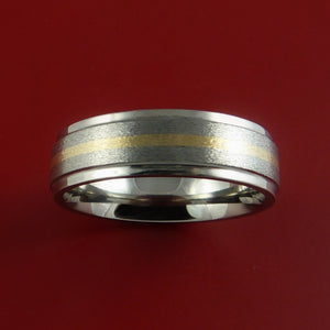 Yellow Gold and Titanium Ring Custom Made Band Any Finish and Sizing 3 to 22