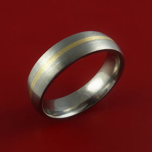 Yellow Gold and Titanium Ring Custom Made Band Any Finish and Sizing from 3-22