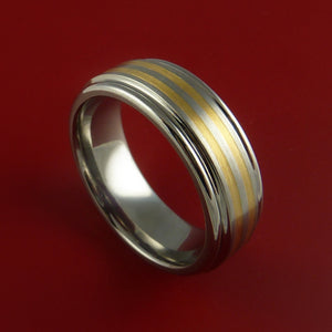 Titanium and 14K Yellow Gold Inlay Ring Wedding Band Any Size and Finish Sizing 3-22