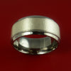 Wide Titanium Ring with 14K White Gold Inlay Custom Made Band
