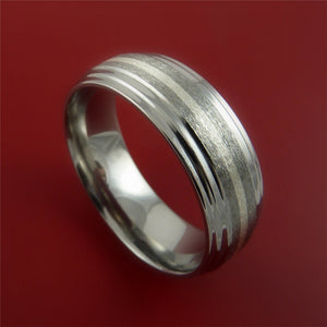 Titanium Ring with 14K White Gold Inlay Wedding Band Any Size and Finish 3-22