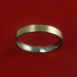 Titanium 14K Yellow Gold Narrow Custom Made Band Any Finish and Sizing