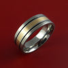 Titanium and 14K Yellow Gold Custom Made Band Any Finish and Sizing 3 to 22