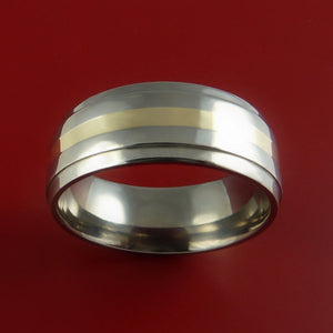 Titanium Ring with 14k Yellow Gold Inlay Custom Made Band