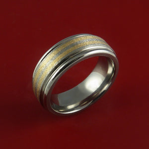 Titanium and 14K Yellow Gold Inlay Ring Wedding Band Any Size and Finish