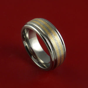 Titanium and 14K Yellow Gold Inlay Ring Wedding Band Any Size and Finish