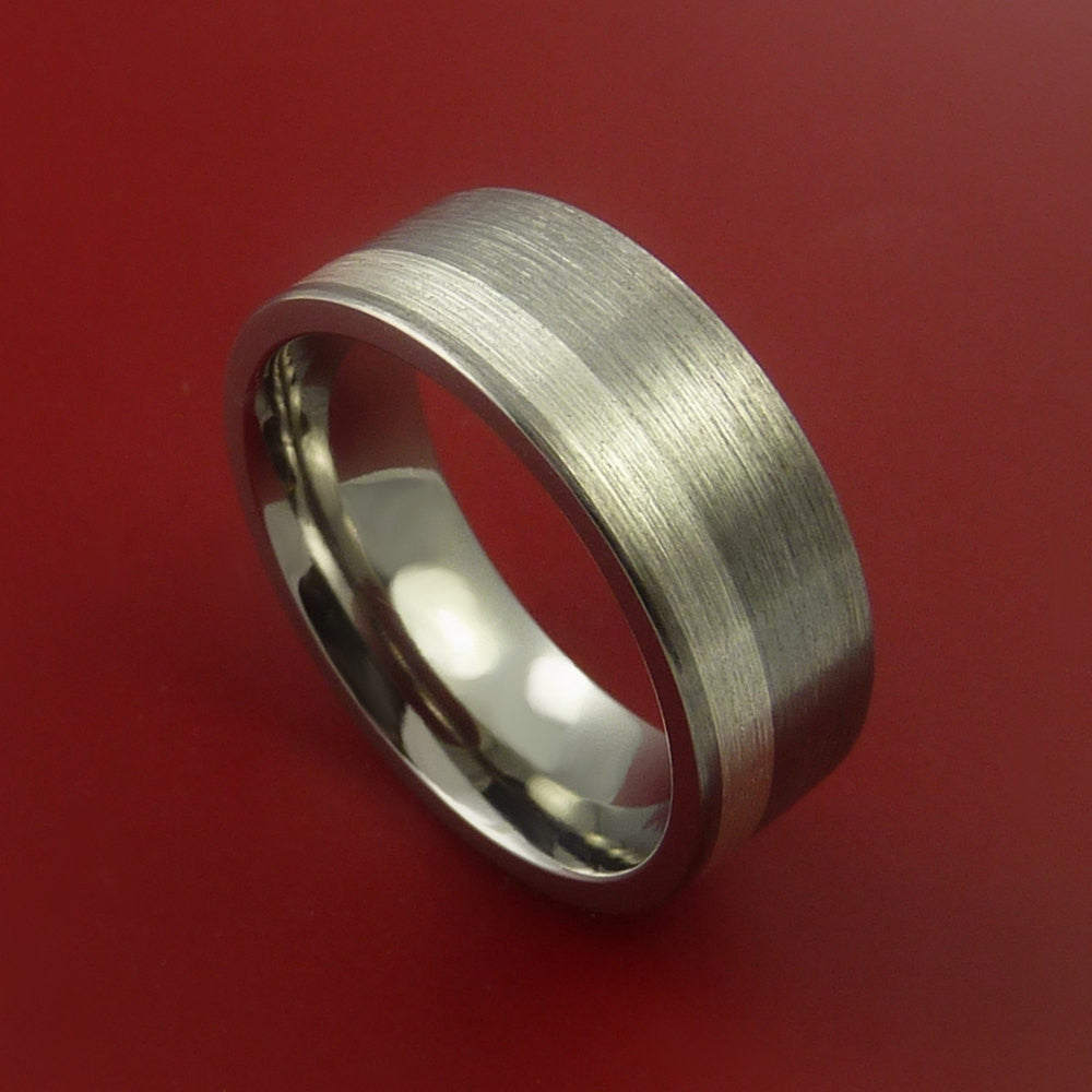 Titanium Ring with 14K White Gold Inlay Custom Made Band