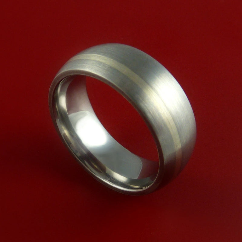 Titanium Ring with 14K White Gold Inlay Custom Made Band