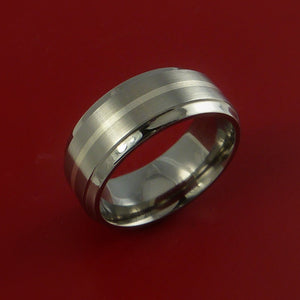 White Gold and Titanium Ring Custom Made Band Any Finish and Sizing from 3-22