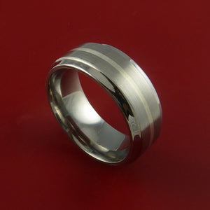 White Gold and Titanium Ring Custom Made Band Any Finish and Sizing from 3-22