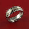 Titanium Ring with 14K White Gold and Groove Inlays Custom Made Band