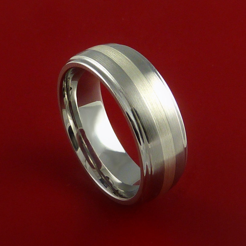 Cobalt Chrome Ring with Sterling Silver Inlay Custom Made Band