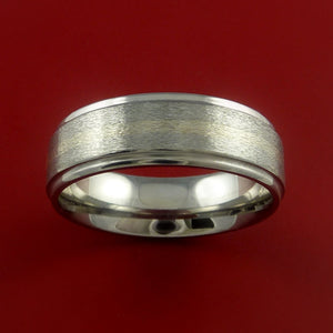 Titanium and 14k White Gold Ring Custom Made Band Any Finish and Sizing 3 to 22