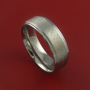 Titanium and 14k White Gold Ring Custom Made Band Any Finish and Sizing 3 to 22