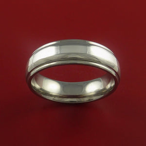 Titanium and White Gold Ring Custom Made Band Any Finish and Sizing 3 to 22