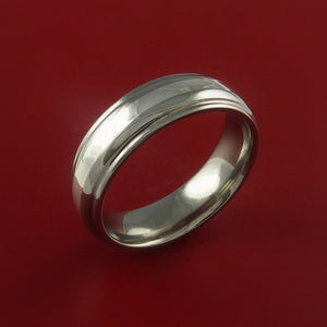 Titanium and White Gold Ring Custom Made Band Any Finish and Sizing 3 to 22
