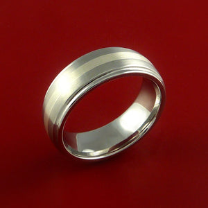 Cobalt Chrome Ring with Sterling Silver Inlay Custom Made Band